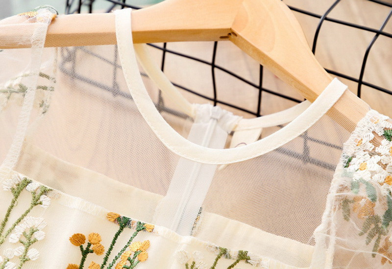 Siuvinėjimas Mergaičių suknelė Vasarinė Nauja Gėlėta marlė Vaikams Princesės Suknelės Vaikiški Drabužiai LL1068