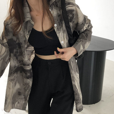 Dámske košele, vintage voľné retro blúzky s dlhým rukávom, jarné a jesenné, Harajuku, populárne, pre priateľov, univerzálne, topy, Ulzzang