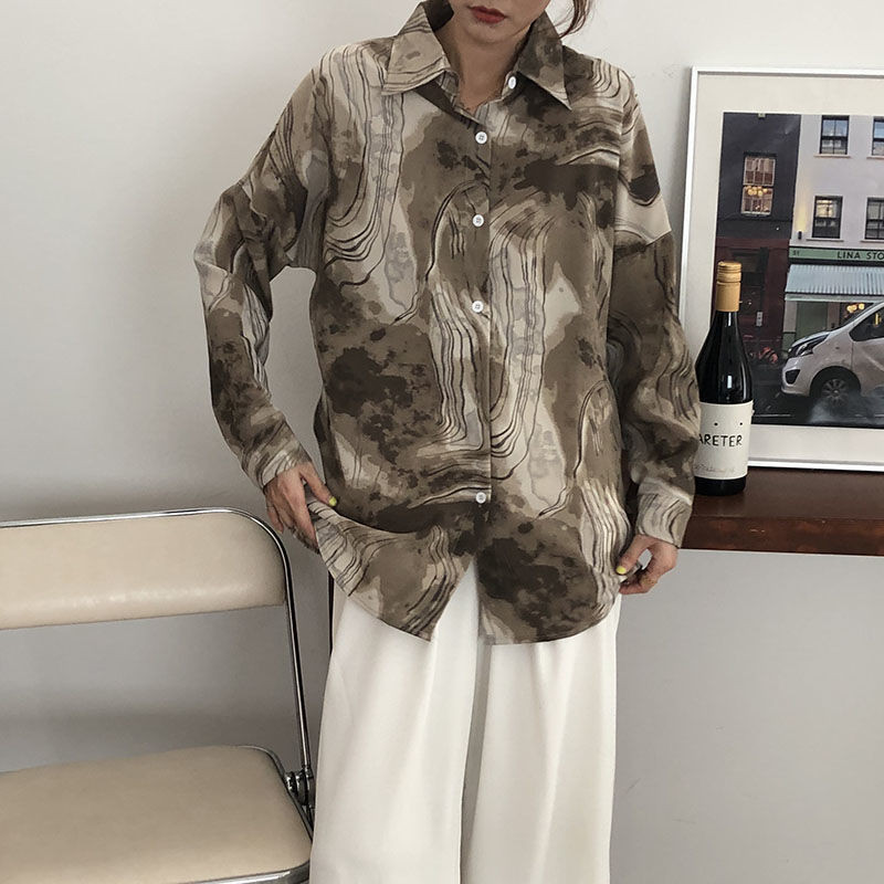Dámske košele, vintage voľné retro blúzky s dlhým rukávom, jarné a jesenné, Harajuku, populárne, pre priateľov, univerzálne, topy, Ulzzang