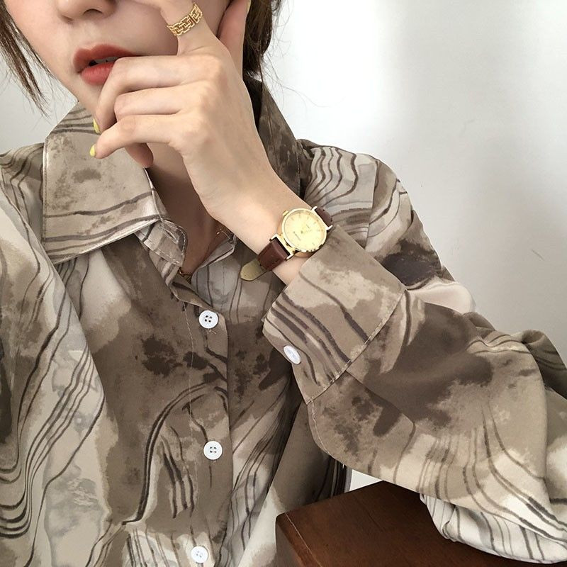 Dámske košele, vintage voľné retro blúzky s dlhým rukávom, jarné a jesenné, Harajuku, populárne, pre priateľov, univerzálne, topy, Ulzzang