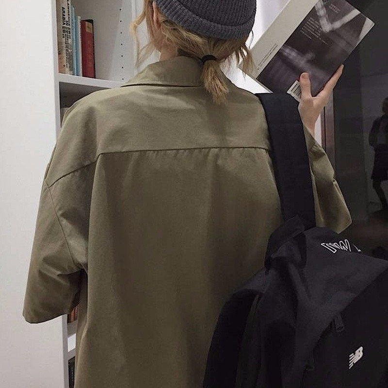 Košulje Žene S džepovima Ležerne Boyfriend Cool Djevojke Hip Hop Punk Moda Spušteni ovratnik Jednobojne majice Ulzzang Chic Streetwear Najnovije