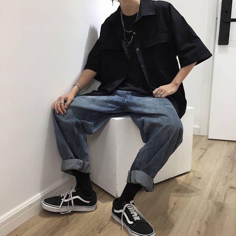 Košulje Žene S džepovima Ležerne Boyfriend Cool Djevojke Hip Hop Punk Moda Spušteni ovratnik Jednobojne majice Ulzzang Chic Streetwear Najnovije