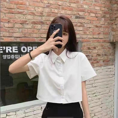 Dámske košele s golierom Peter Pan, kockovaný crop top, úzky kawaii štýl, krásne sladké, klasické, retro, základné, vysokoškolské, ulzzang, jemné, ins, nové