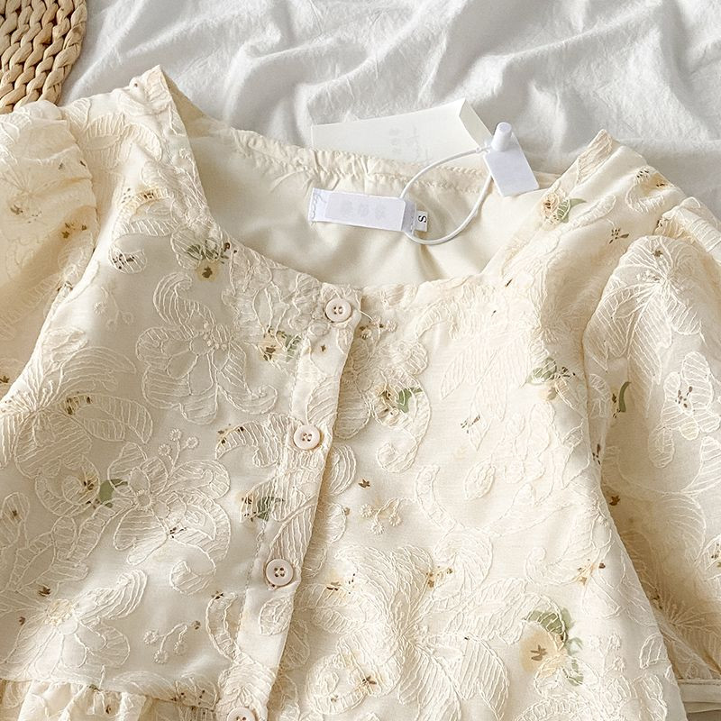 Moteriški marškiniai Laisvalaikio gėlėmis puoštos rankovės Mielos mielos korėjietiško stiliaus mados Visiems tinka kasdienis pagrindinis dizainas studentams Retro konkursas