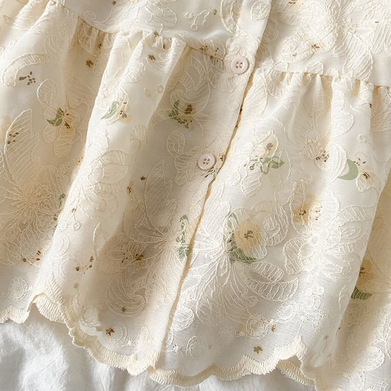 Moteriški marškiniai Laisvalaikio gėlėmis puoštos rankovės Mielos mielos korėjietiško stiliaus mados Visiems tinka kasdienis pagrindinis dizainas studentams Retro konkursas