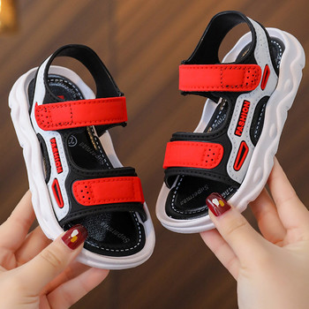 Летни сандали за момчета Детски обувки с карикатура Меки нехлъзгащи се кожени детски обувки Сандалии Детски обувки Външни маратонки