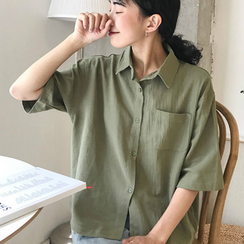 Női ingek Simple Hot Sale Divat Női Ruházat Új nyári Top Diák Lovely Girl 2XL Laza Harajuku Preppy Stílus Kawaii Ins