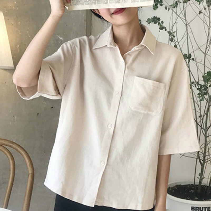 Női ingek Simple Hot Sale Divat Női Ruházat Új nyári Top Diák Lovely Girl 2XL Laza Harajuku Preppy Stílus Kawaii Ins