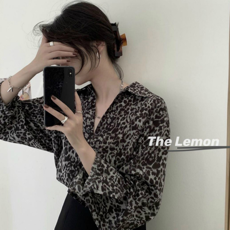 Košulje s leopardom Ženske široke retro jesenske trendi ženske bluze s dugim rukavima Ulična odjeća za sve kombinacije Ženske šik majice Nova moda Vruće