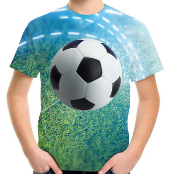 Тениски Футбол 3D печат Огън Футбол Земен флаг Момчета Момичета Улично облекло Ежедневна модна тениска Harajuku Тениски Топове Детско облекло