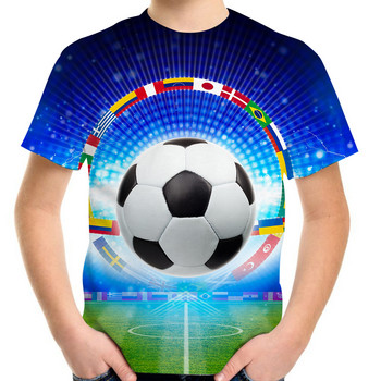 Тениски Футбол 3D печат Огън Футбол Земен флаг Момчета Момичета Улично облекло Ежедневна модна тениска Harajuku Тениски Топове Детско облекло