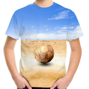Μπλουζάκια Ποδόσφαιρο 3D Εκτύπωση Fire Soccer Earth Σημαία Αγόρια Κορίτσια Streetwear Casual Fashion Μπλουζάκια Harajuku Tees Μπλουζάκια Παιδικά Ρούχα