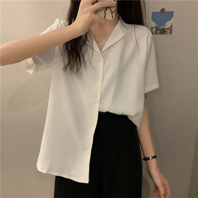 Košulje Ženske jednobojne majice s V-izrezom Ležerne nježne dame Elegantne studentice Djevojačke modne ravne udobne šik prikladne nove