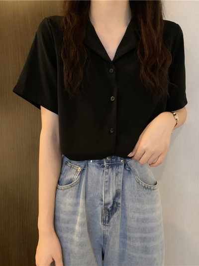 Košulje Ženske jednobojne majice s V-izrezom Ležerne nježne dame Elegantne studentice Djevojačke modne ravne udobne šik prikladne nove