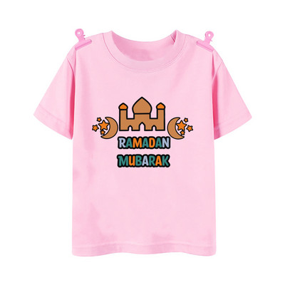 Happy Ramadan Mubarak Print Bērnu apģērbi Zēnu Meitenes T-krekls Eid Ramadan Bērnu T krekls Īsām piedurknēm Islāma musulmaņu apģērba topi