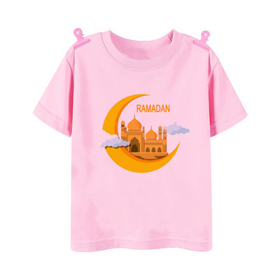 Happy Ramadan Mubarak Print Bērnu apģērbi Zēnu Meitenes T-krekls Eid Ramadan Bērnu T krekls Īsām piedurknēm Islāma musulmaņu apģērba topi