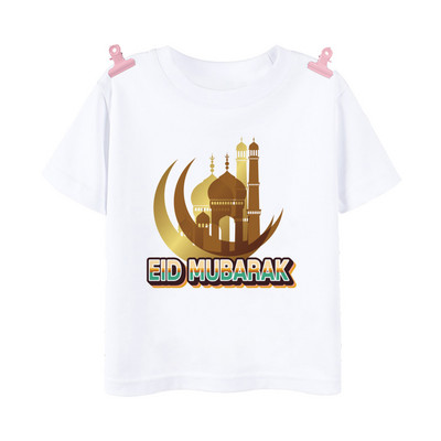 Happy Ramadan Mubarak Print Bērnu apģērbi Zēnu Meitenes T-krekls Eid Ramadan Bērnu T krekls Īsām piedurknēm Islāma musulmaņu apģērba topi