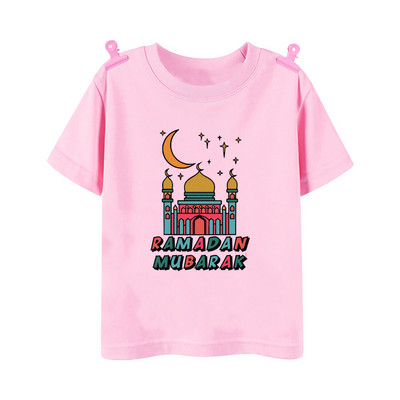 Happy Ramadan Mubarak Print Bērnu apģērbi Zēnu Meitenes T-krekls Eid Ramadan Bērnu T krekls Īsām piedurknēm Islāma musulmaņu apģērba topi