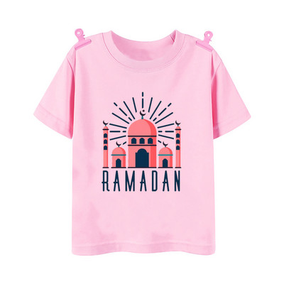 Happy Ramadan Mubarak Print Bērnu apģērbi Zēnu Meitenes T-krekls Eid Ramadan Bērnu T krekls Īsām piedurknēm Islāma musulmaņu apģērba topi