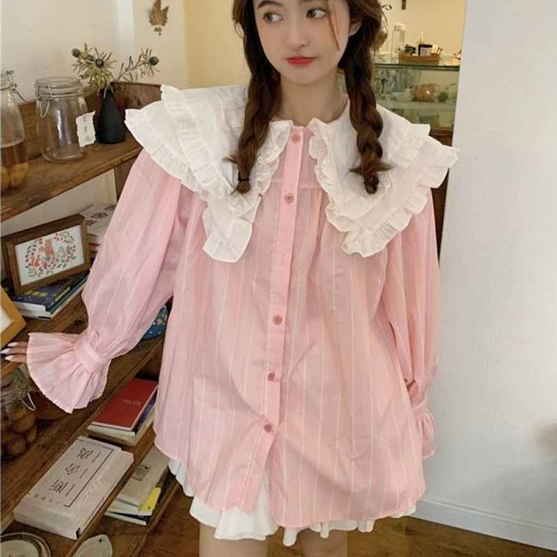 Ingek Női Sweet Lady Lovely College Japán Stílus Minden meccs alkalmi patchwork Camisas De Mujer Egyszerű női új dizájn hangulatos