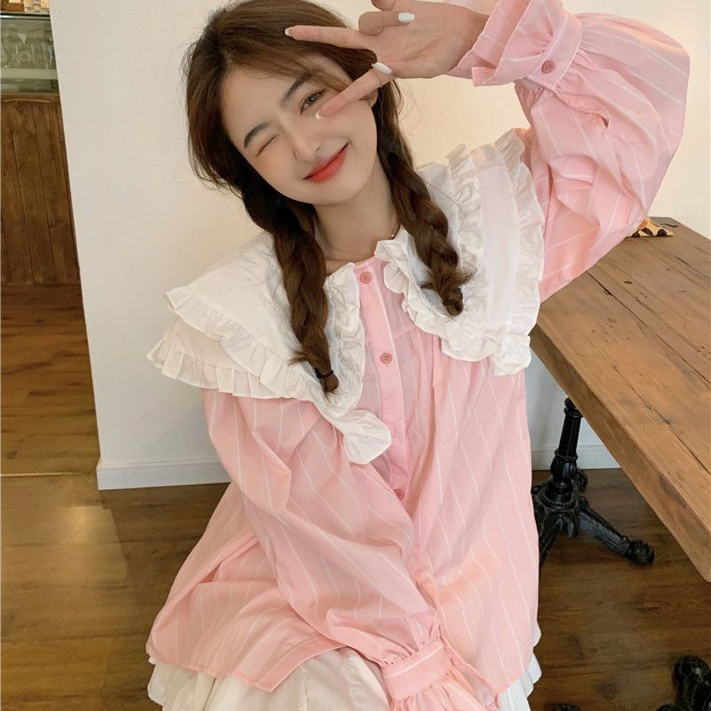 Ingek Női Sweet Lady Lovely College Japán Stílus Minden meccs alkalmi patchwork Camisas De Mujer Egyszerű női új dizájn hangulatos