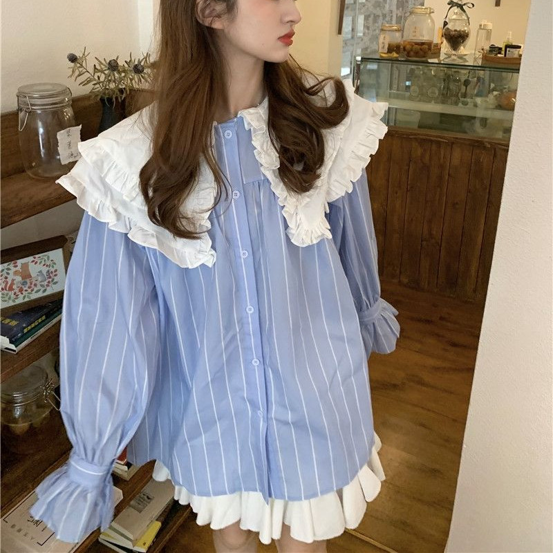 Ingek Női Sweet Lady Lovely College Japán Stílus Minden meccs alkalmi patchwork Camisas De Mujer Egyszerű női új dizájn hangulatos