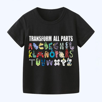 Нова лятна мода на 2023 г. Детска азбука Lore Harajuku Тениска Тениска за момчета Дрехи за момичета Тениски с щампи Карикатури Детски дрехи