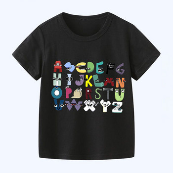 Нова лятна мода на 2023 г. Детска азбука Lore Harajuku Тениска Тениска за момчета Дрехи за момичета Тениски с щампи Карикатури Детски дрехи