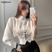 Női ing tavaszi denevérszárny ujjú, gombos kivitel Elegáns irodai női Camisas Mujer divat, stílusos klasszikus, kecses BF