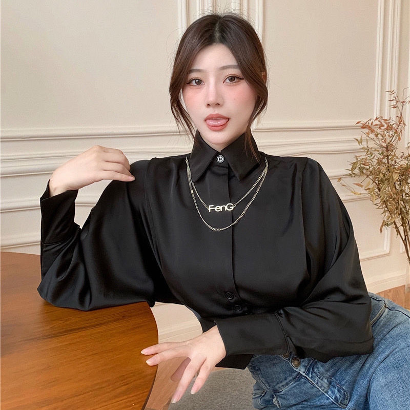 Női ing tavaszi denevérszárny ujjú, gombos kivitel Elegáns irodai női Camisas Mujer divat, stílusos klasszikus, kecses BF