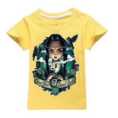Mergaičių rūbai berniukams Tee Kostiumai Kawaii Summer Kids Cosplay Trečiadienis Addams Family Top marškinėliai trumpomis rankovėmis Medvilniniai marškinėliai