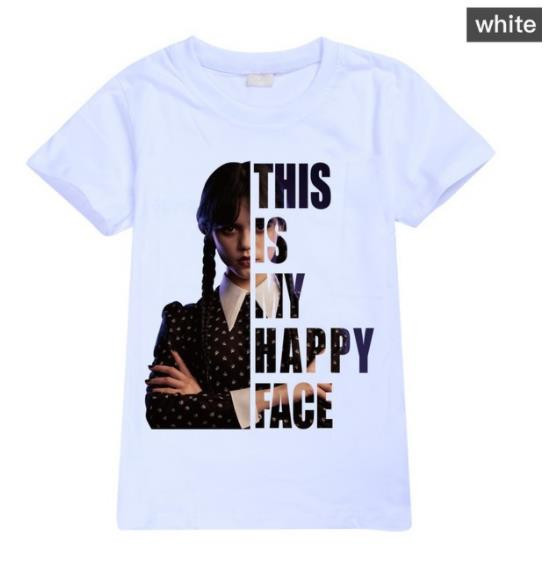 Mergaičių rūbai berniukams Tee Kostiumai Kawaii Summer Kids Cosplay Trečiadienis Addams Family Top marškinėliai trumpomis rankovėmis Medvilniniai marškinėliai