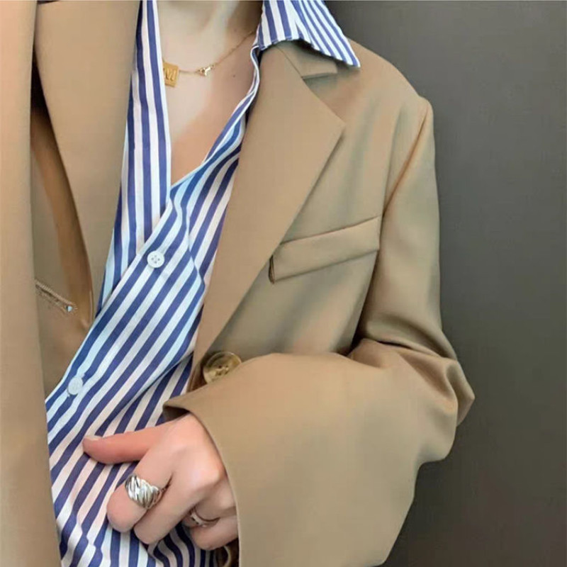 Női ingek Aszimmetrikus Csíkos tavaszi új dizájn BF Cool All-match Basic Retro Casual Рубашки College Ins Koreai Stílus Gyengéd