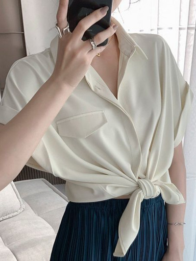 Dámske košele, jednofarebné, s vreckami, tenké, základné, jednoduché, elegantné, retro, univerzálne, streetwear, štýlové, útulné, elegantné, kórejské, outfity