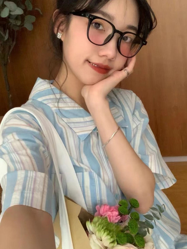 Dámske letné pruhované košele s golierom, študentský dizajn, elegantný kórejský štýl, camisas mujer, móda, horúci výpredaj pre ženy