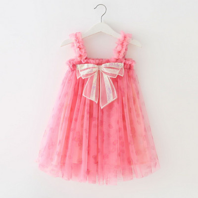 Nova ljetna haljina za djevojčice s četvrtastim ovratnikom boje marelice ljubičasta ružičasta sling bez rukava s mašnom Princess haljina dječja odjeća E22502