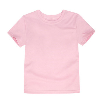 12 цвята Плат за момичета Момчета Момичета Едноцветни тениски Детски памучни тениски с къси ръкави Детски летни тениски Бебешки горнища за 2-14 години