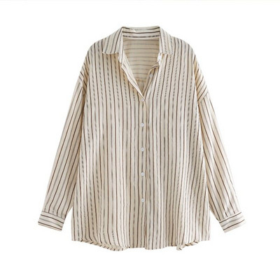 Košulje Ženske prugaste Ravne Cool Basic Retro Design Raznolika ulična odjeća Ležerna Nježan šik korejski stil College Mujer Proljeće