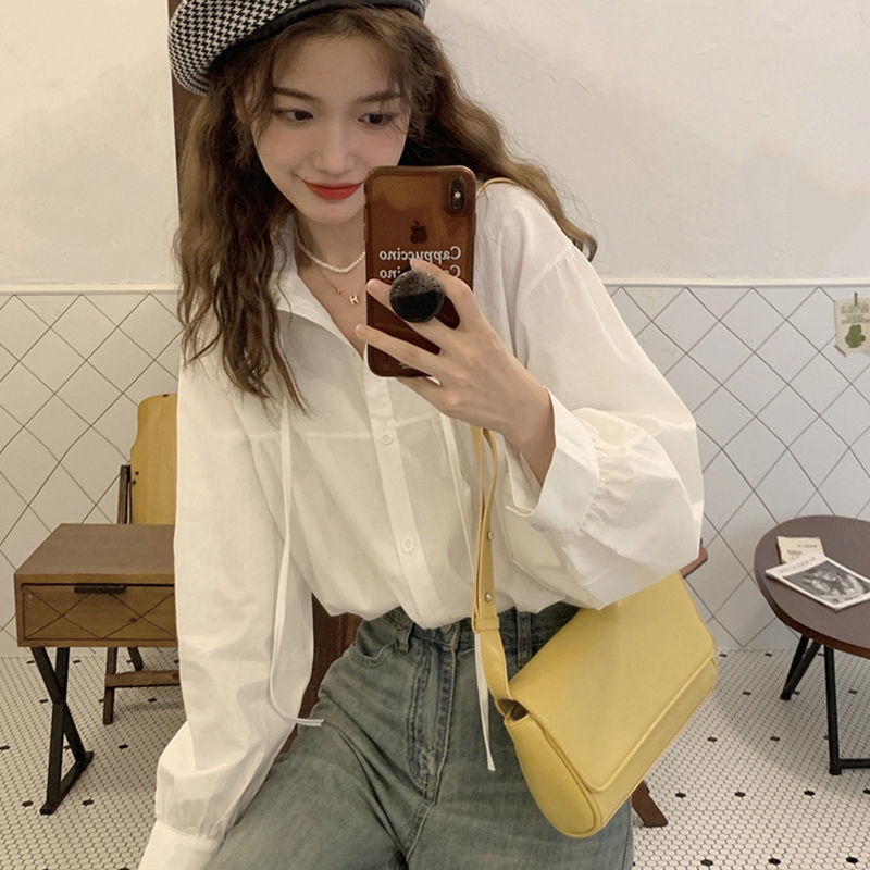 Moteriški marškiniai Valgomasis medžio grybas Solid Design Kawaii Sweet Retro Gentle College Рубашки Mujer Casual Basic, viskas tinkama Holiday Ins