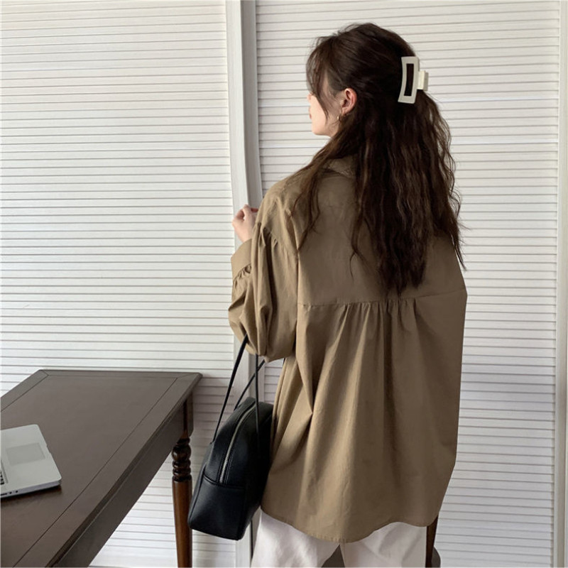 Moteriški marškiniai Valgomasis medžio grybas Solid Design Kawaii Sweet Retro Gentle College Рубашки Mujer Casual Basic, viskas tinkama Holiday Ins