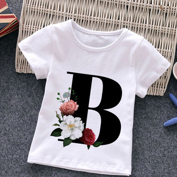 Unisex Summer New T-shirt Μόδα Alphabet Tshirts για κορίτσια Harajuku Retro Boy Tshirt Flowers Element Ωραίο παιδικό μπλουζάκι με στρογγυλή λαιμόκοψη