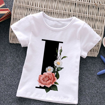 Unisex Summer New T-shirt Μόδα Alphabet Tshirts για κορίτσια Harajuku Retro Boy Tshirt Flowers Element Ωραίο παιδικό μπλουζάκι με στρογγυλή λαιμόκοψη