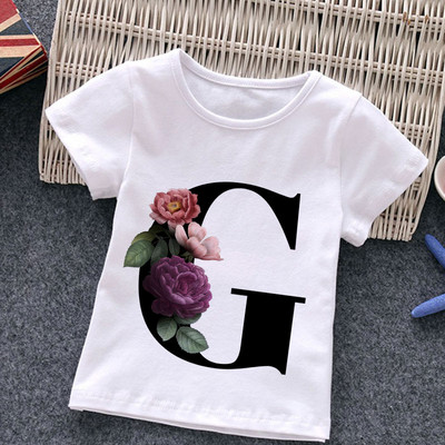 Unisex Summer New T-shirt Μόδα Alphabet Tshirts για κορίτσια Harajuku Retro Boy Tshirt Flowers Element Ωραίο παιδικό μπλουζάκι με στρογγυλή λαιμόκοψη