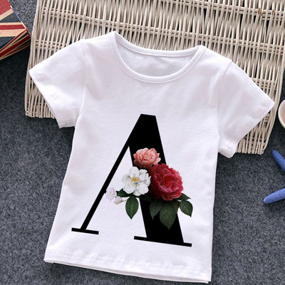 Unisex Summer New T-shirt Μόδα Alphabet Tshirts για κορίτσια Harajuku Retro Boy Tshirt Flowers Element Ωραίο παιδικό μπλουζάκι με στρογγυλή λαιμόκοψη