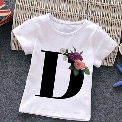 Unisex Summer New T-shirt Μόδα Alphabet Tshirts για κορίτσια Harajuku Retro Boy Tshirt Flowers Element Ωραίο παιδικό μπλουζάκι με στρογγυλή λαιμόκοψη