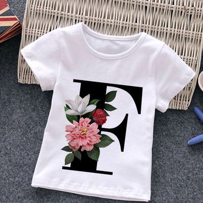 Unisex Summer New T-shirt Μόδα Alphabet Tshirts για κορίτσια Harajuku Retro Boy Tshirt Flowers Element Ωραίο παιδικό μπλουζάκι με στρογγυλή λαιμόκοψη