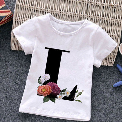 Unisex Summer New T-shirt Μόδα Alphabet Tshirts για κορίτσια Harajuku Retro Boy Tshirt Flowers Element Ωραίο παιδικό μπλουζάκι με στρογγυλή λαιμόκοψη