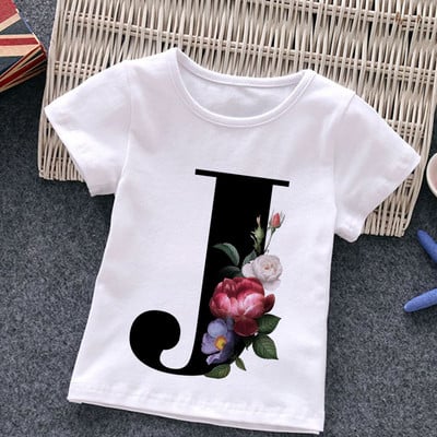 Unisex Summer New T-shirt Μόδα Alphabet Tshirts για κορίτσια Harajuku Retro Boy Tshirt Flowers Element Ωραίο παιδικό μπλουζάκι με στρογγυλή λαιμόκοψη