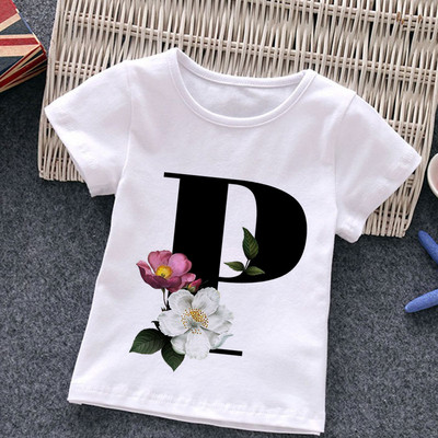 Unisex Summer New T-shirt Μόδα Alphabet Tshirts για κορίτσια Harajuku Retro Boy Tshirt Flowers Element Ωραίο παιδικό μπλουζάκι με στρογγυλή λαιμόκοψη