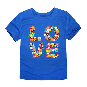 2-12 г. Детска тениска Памучни летни дрехи за момичета Тениски за малки деца Горнища с къс ръкав Love Floral Cartoon Бебешки тениски Детско облекло